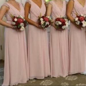 Hayley Paige Occasions Blush Chiffon Lace 5600 Casual Bridesmaid/Mob Dress Gown